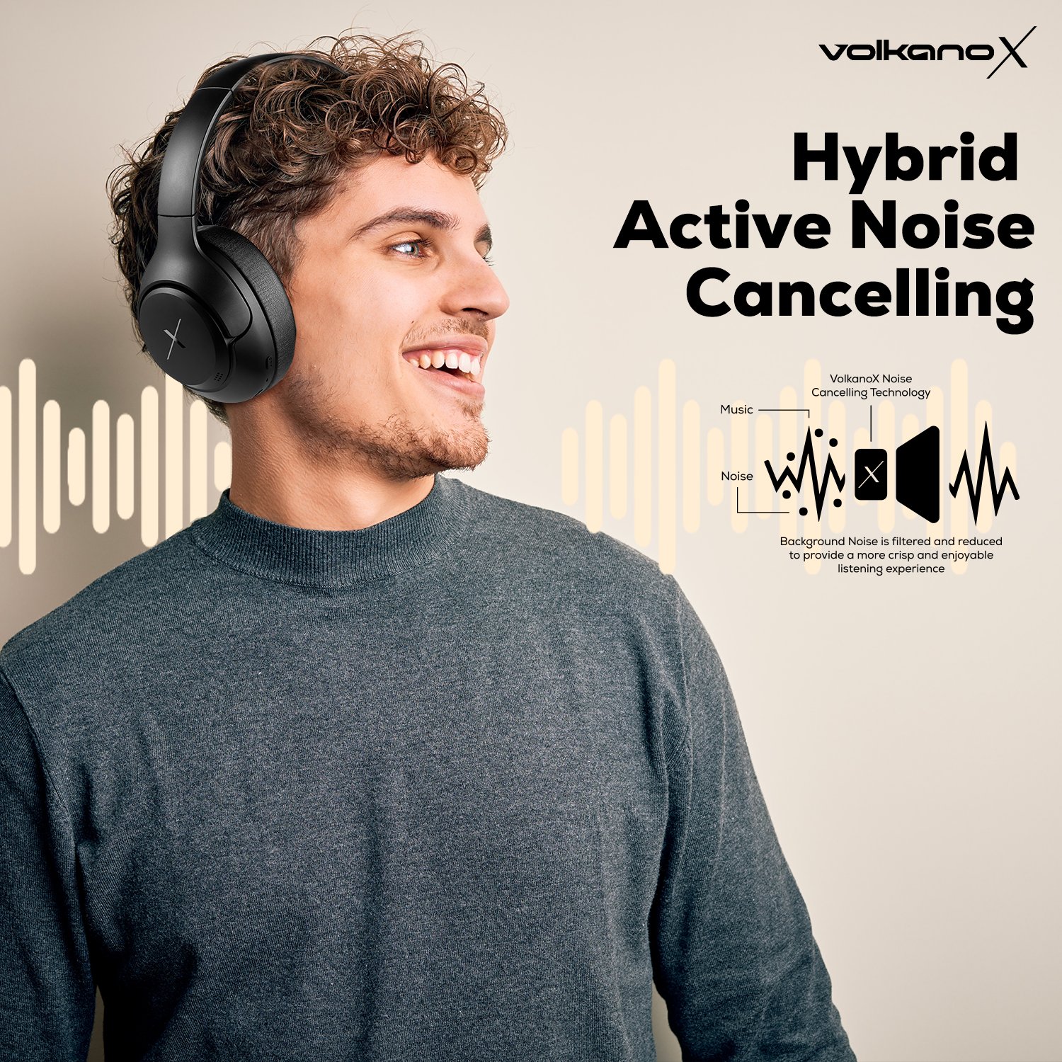 VolkanoX VXH300 hybrid active noise cancelling headphones